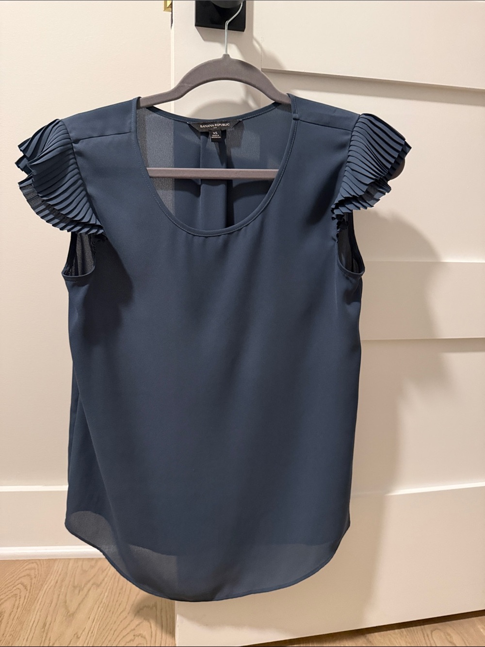 Banana Republic Navy Ruffle Sleeve Blouse